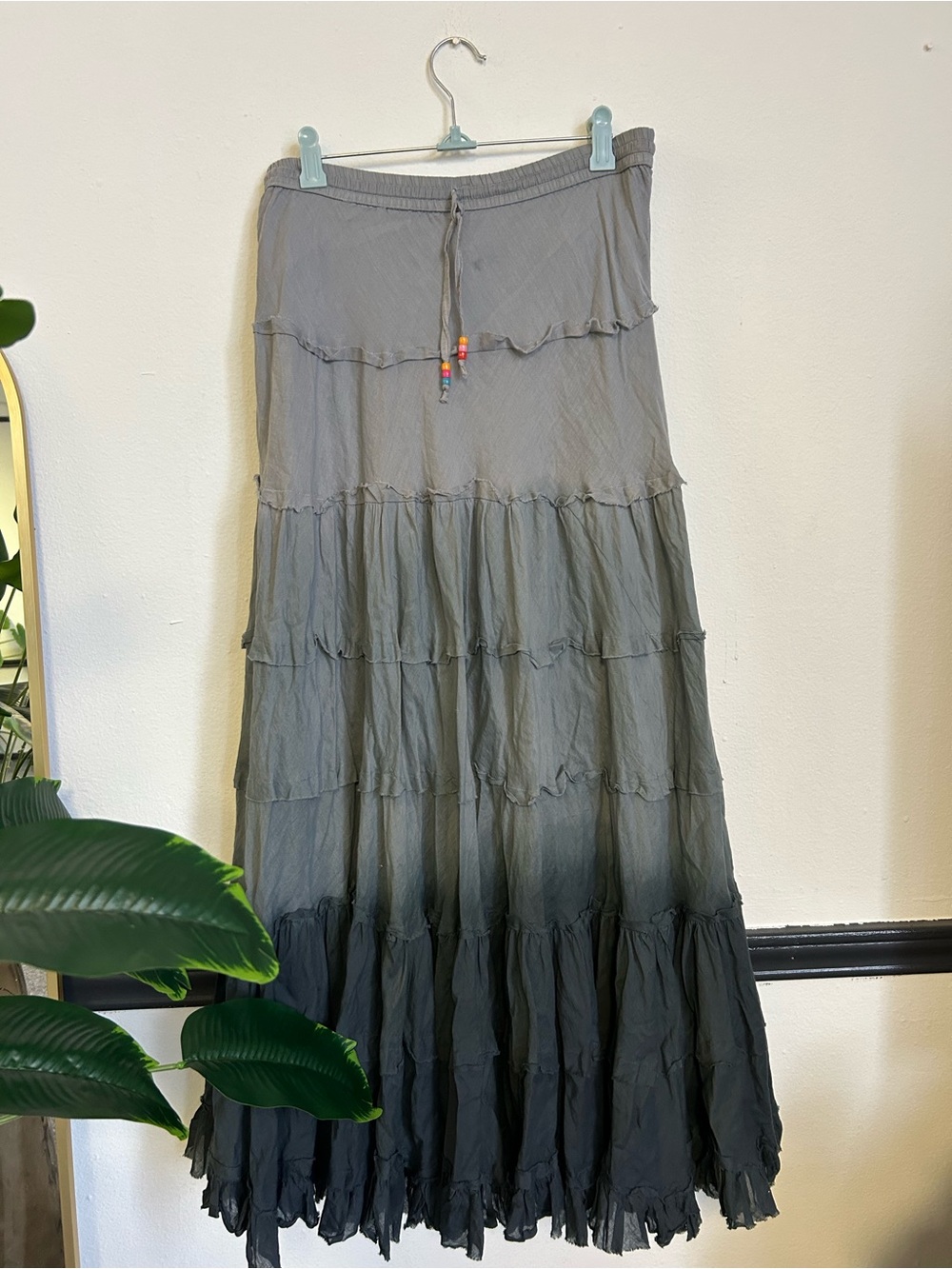 Tiered Ombre Maxi Skirt - Gray